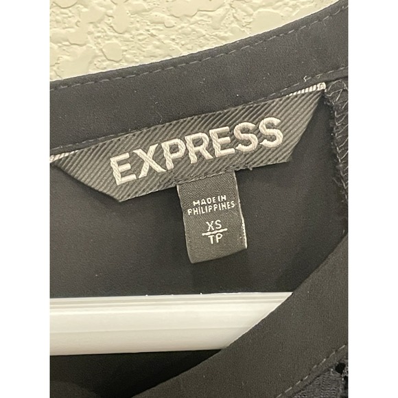 Express Sleeveless Black Ruffle Tank Top Shirt XS Women's Extra Small Career - Picture 3 of 7